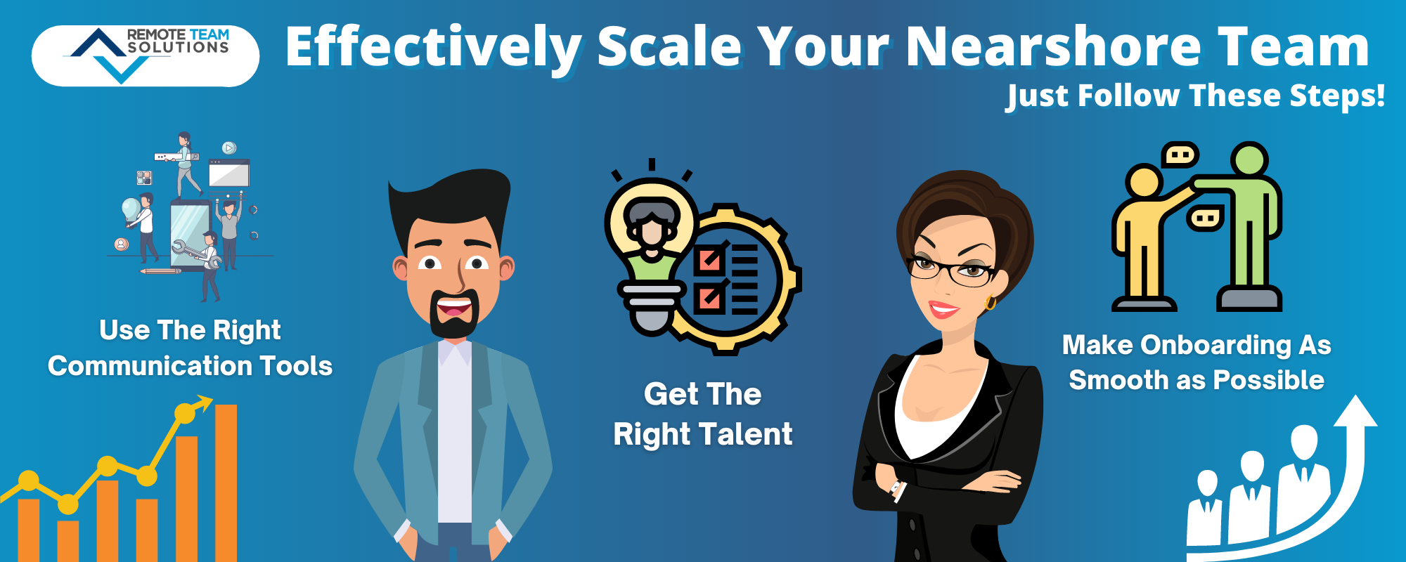 Infographic explaining how to effectively scale nearshore teams