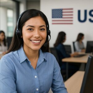 Nearshore customer support agent working for a U.S. company in Mexico